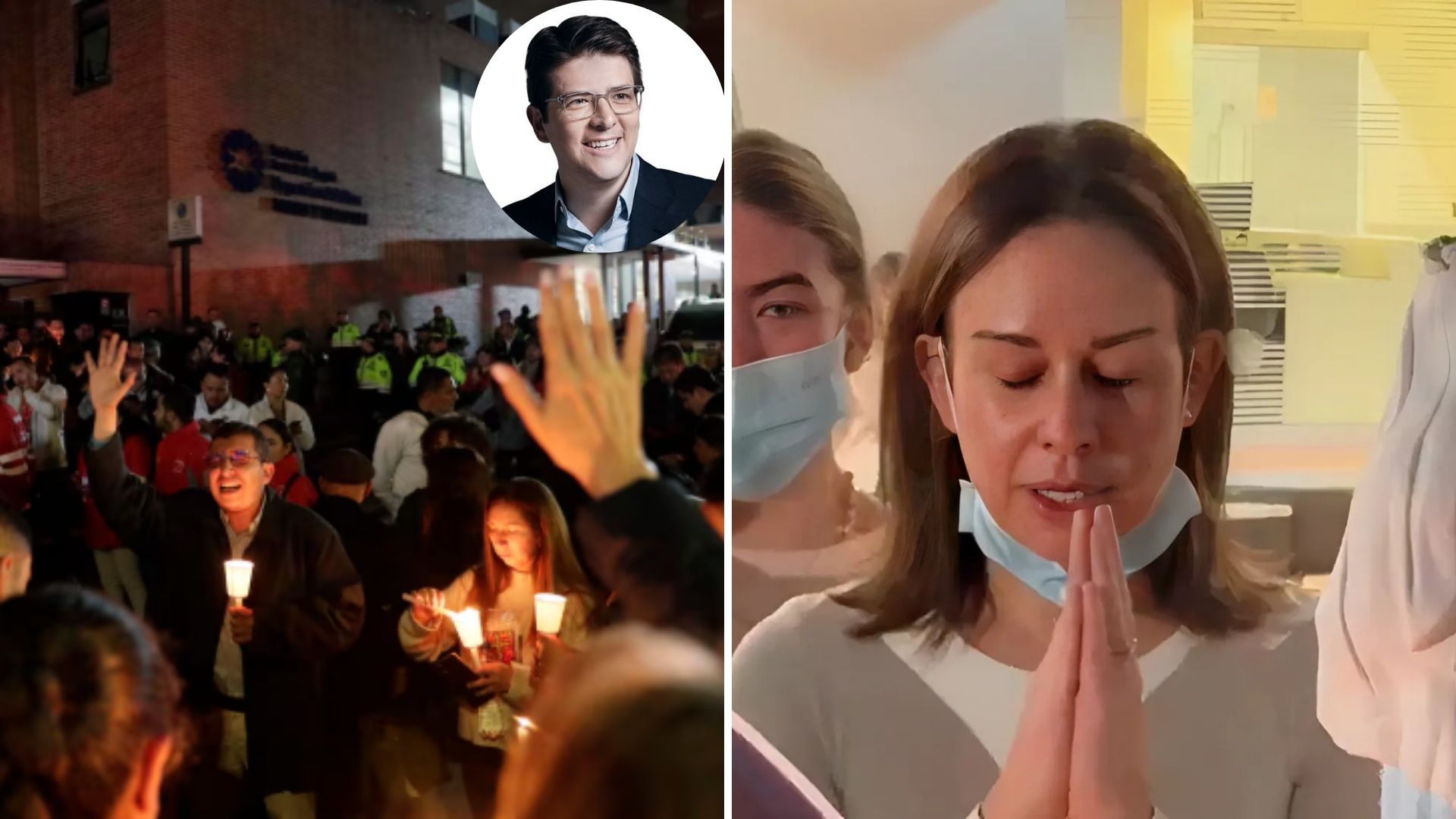 Esposa de Miguel Uribe Turbay se unió a cadena de oración fuera de la Fundación Santa Fe